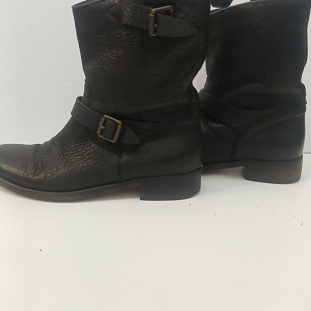 Belstafff Mid Calf Boots Stylish Black Leather Women's Boots Made In Italy